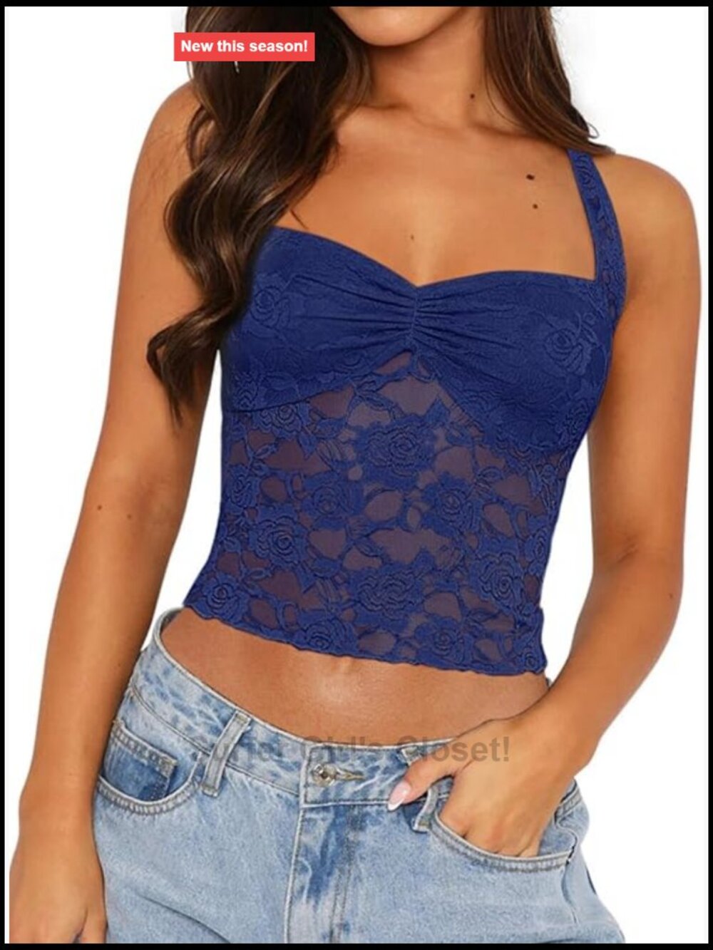 Women's Lace Halter Crop Top Sleeveless Cami Adjustable Straps Y2K
